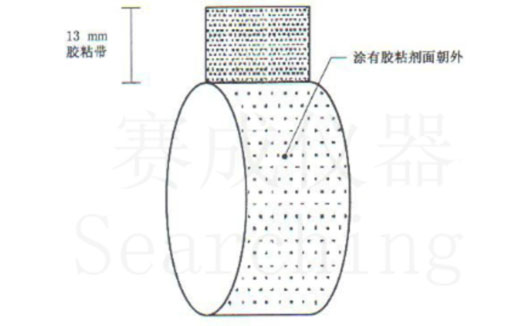 濟(jì)南賽成VOC-01環(huán)形初粘儀測(cè)試時(shí)，將膠帶式樣彎轉(zhuǎn)成如圖這樣的環(huán)形試樣，有膠面朝外